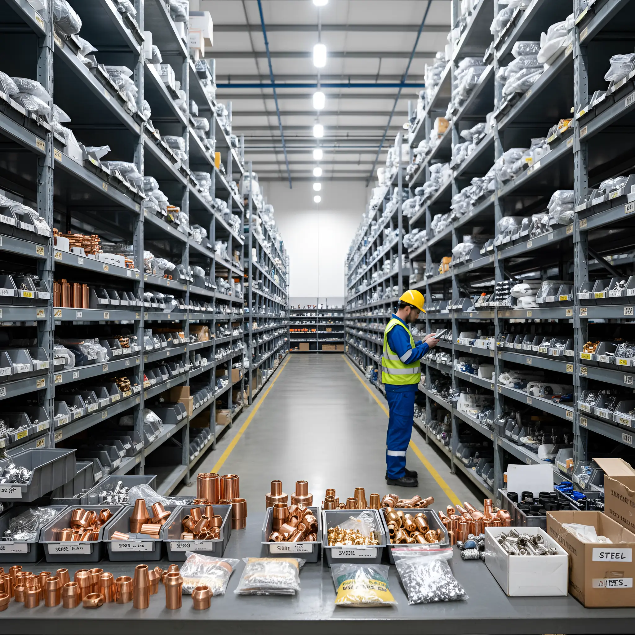 Spare parts inventory for spray guns.